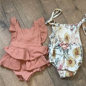 Floral and Ruffled Baby Rompers